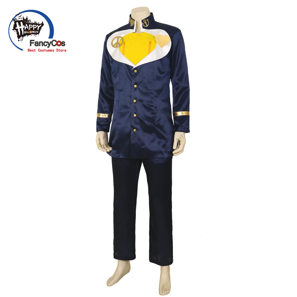Anime JoJo's Bizarre Adventure Josuke Higashikata Uniform JoJo Cosplay Costume Dark Blue Suit Halloween Carnival
