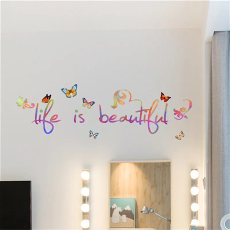 Жизнь-это красивая бабочка вдохновляющие Наклейка на стену с цитатами винил