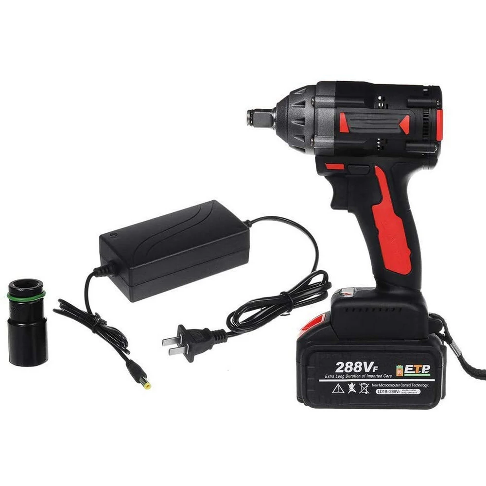 Brushless Electric Wrench 288VF 600N.m Wireless Brushless Impact Wrench Socket Wrench Rechargeable Power Tool Drill Installation
