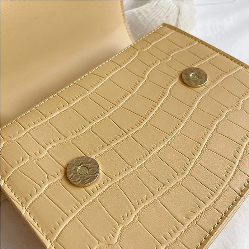 

Solid Women Shoulder Bag Chain Strap Handbag Alligator Patter Small Square Bags Texture Crossbody Bag Ins Style Bags Fashion Bag