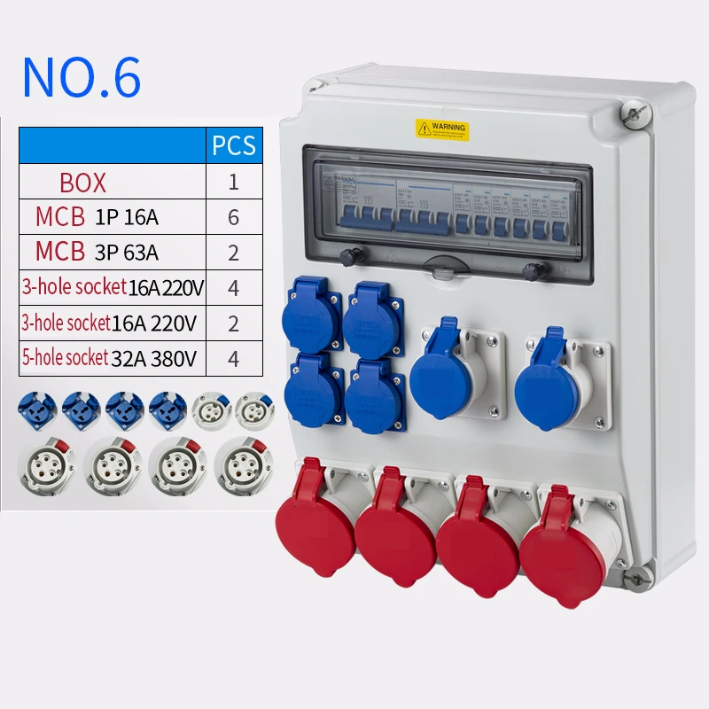Промышленная розетка пластиковая Изолированная коробка переключателя 220V380V сайт Портативный Открытый Распределительная коробка дождевой воды Комбинация - Цвет: 6
