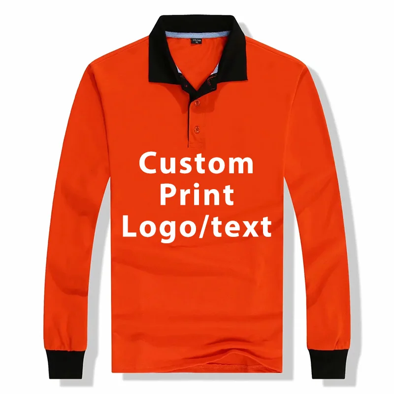 Рубашка поло для мужчин и женщин повседневная хлопковая с длинным рукавом