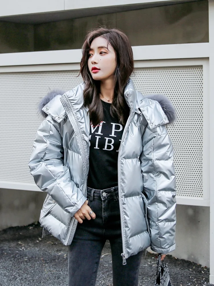 2020 новый женский зимний пуховик с капюшоном в Корейском стиле большим воротником