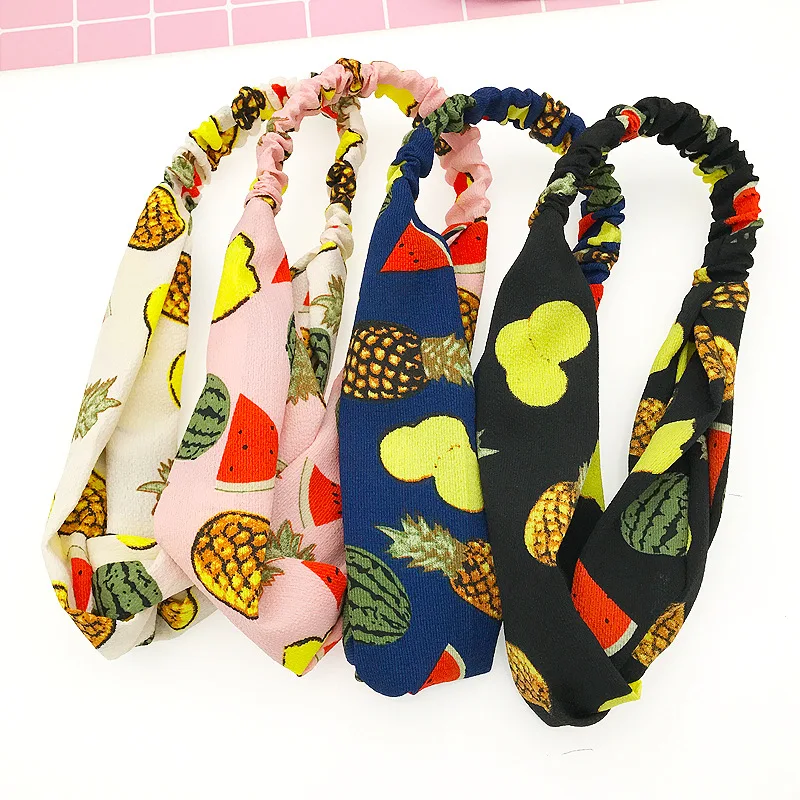 Повязка для волос с фруктовым принтом женская эластичная 2019 |