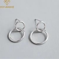 xiyanike silver color new fashion simple hollow circular earrings for women wedding couple geometric handmade jewelry