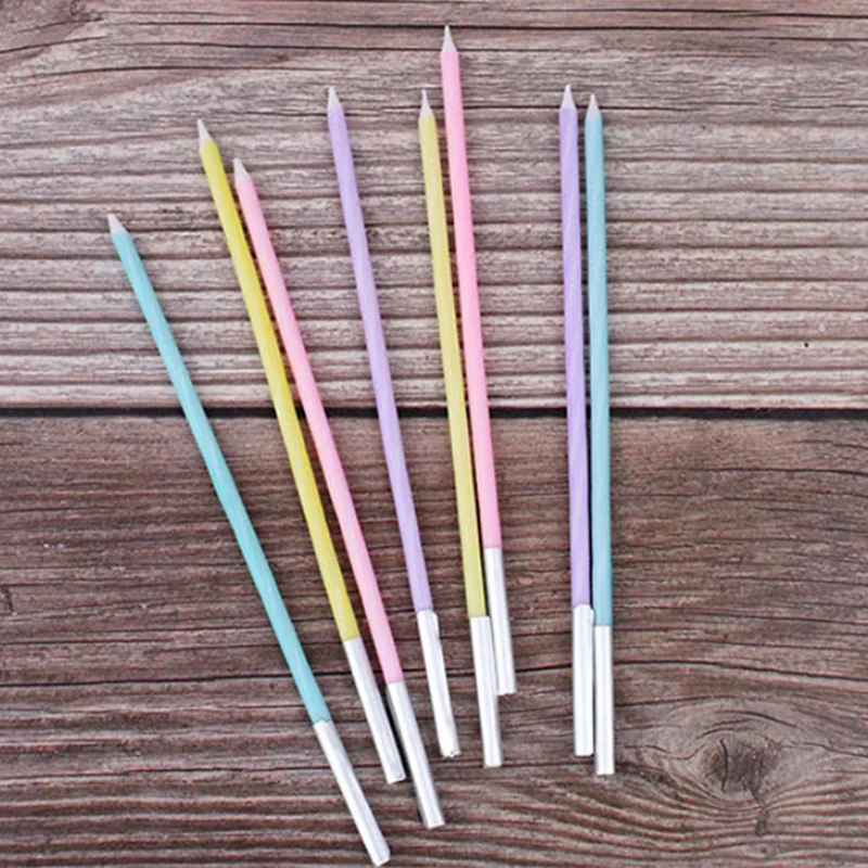 

8PCS Gilded Pencil Candles Long Pole Metallic Candle DIY Round Gold-plated Candle Birthday Cake Party Wedding Candle Decorations