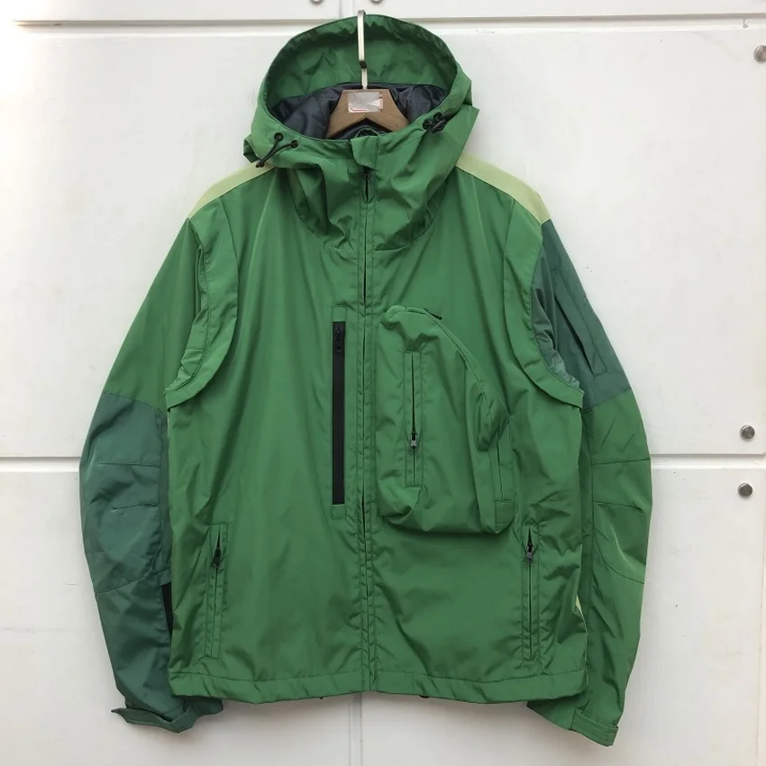 

Patchwork Windproof Nylon Jacket Men Women Waterproof Multi-pocket Jackets Down Coats