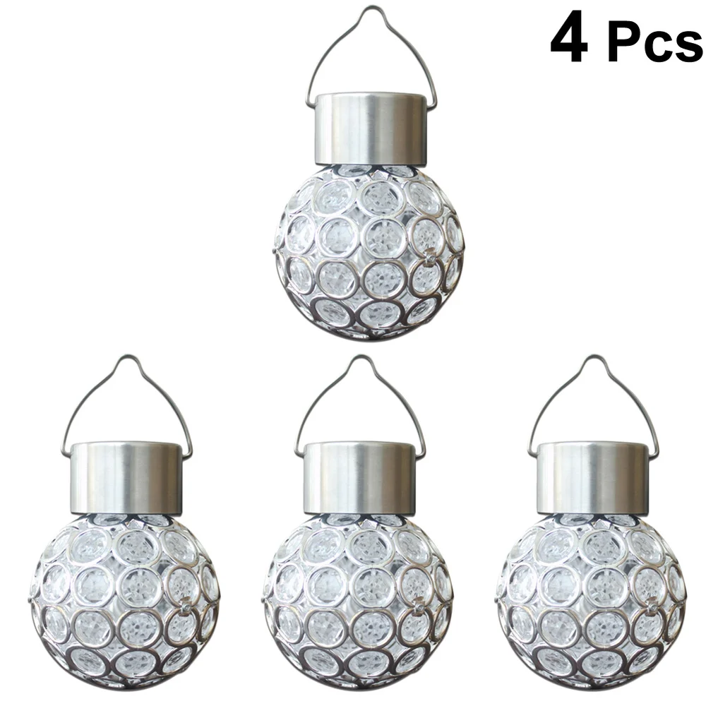 

4 Pcs Solar LED Crystal Hanging Lamp Outdoor Waterproof Colorful Light Changing Hanging Solar Light Decorative LED Lamp for