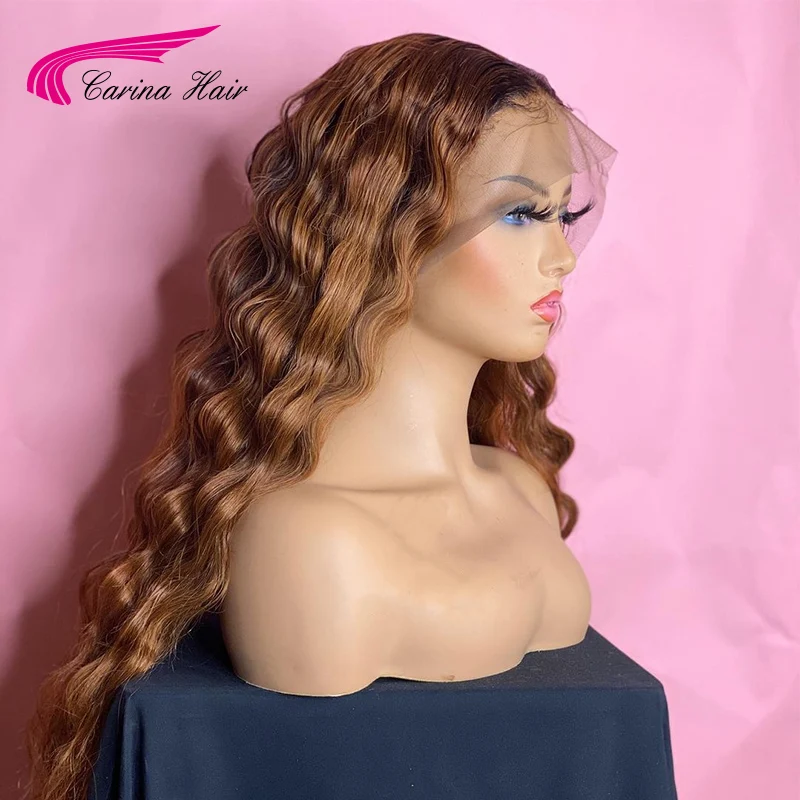 Волнистые светлые Омбре вьющиеся кружевные передние человеческие волосы