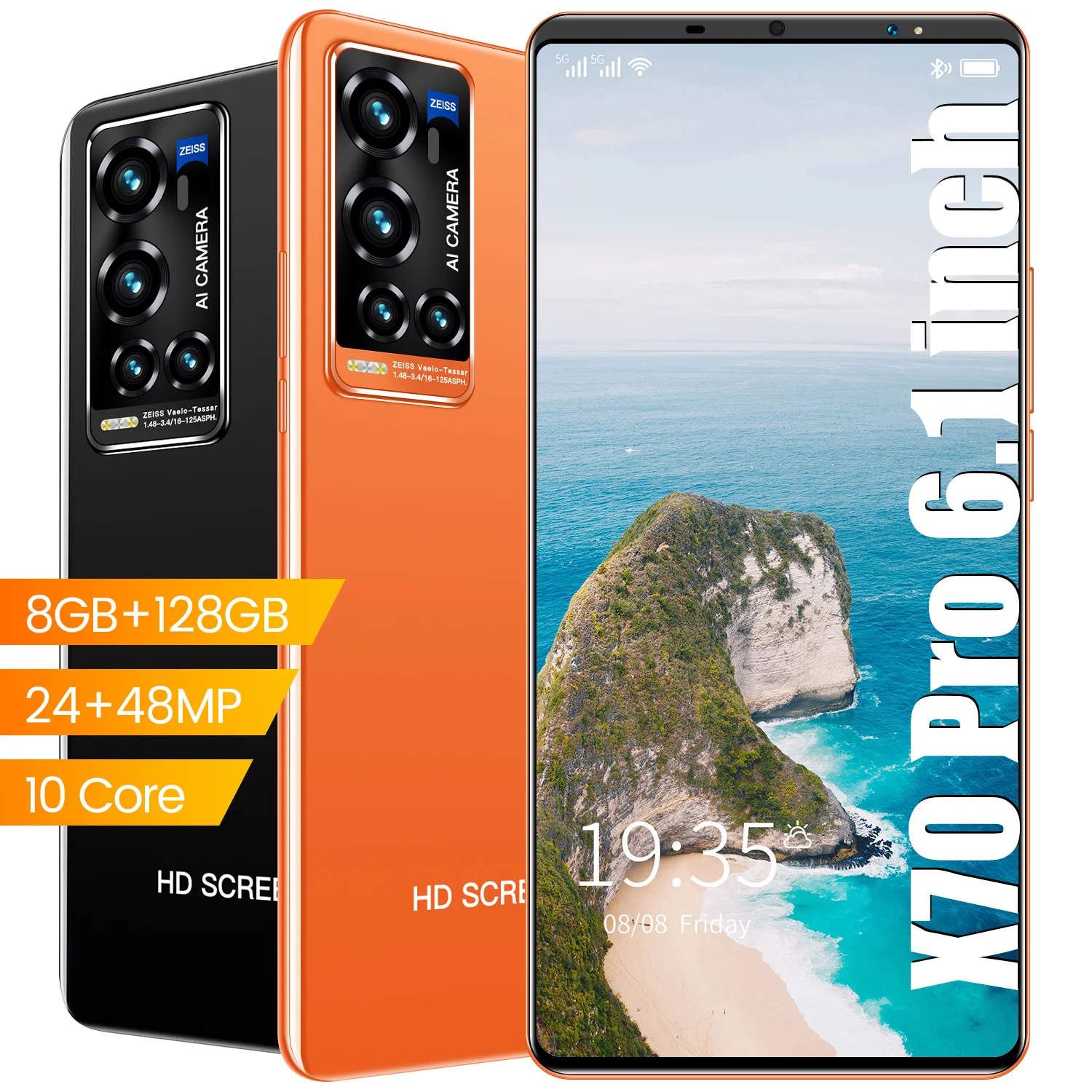 Глобальная версия X70 Pro + 6 1 дюймовый смартфон Android 10 ядерный полный Экран