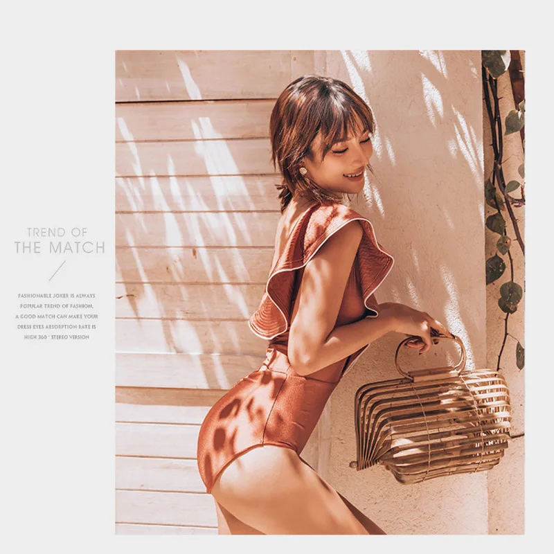 

One Piece Swimsuit Summer Clothes For Women Sports Solid Female Swimming Suit Girls New 2020 Sexy French Retro Bind