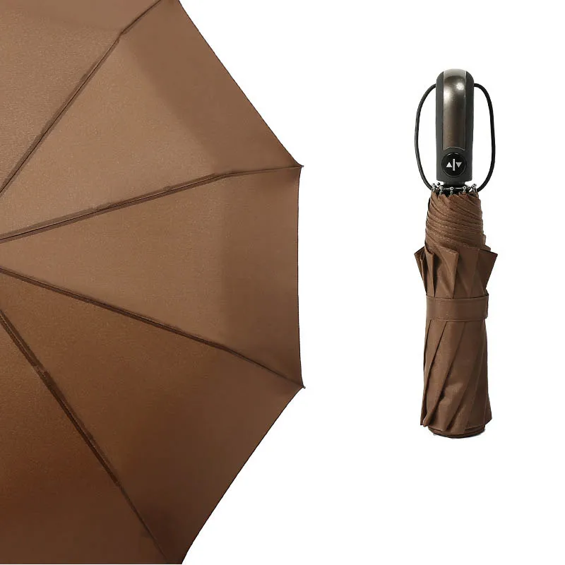 

1 PC Windproof Portable 10 Bone Commercial Umbrellas Sunny Rainy Umbrella Automatic 3 Folding Dual-purpose Umbrella