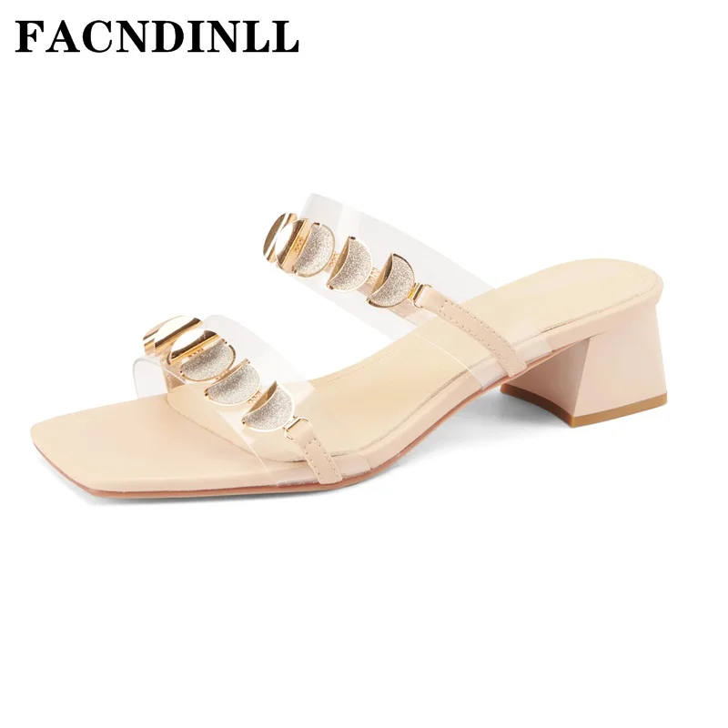 

Босоножки женские с металлическим украшением, повседневные пляжные туфли на толстом каблуке, классические, размеры 34-40, лето