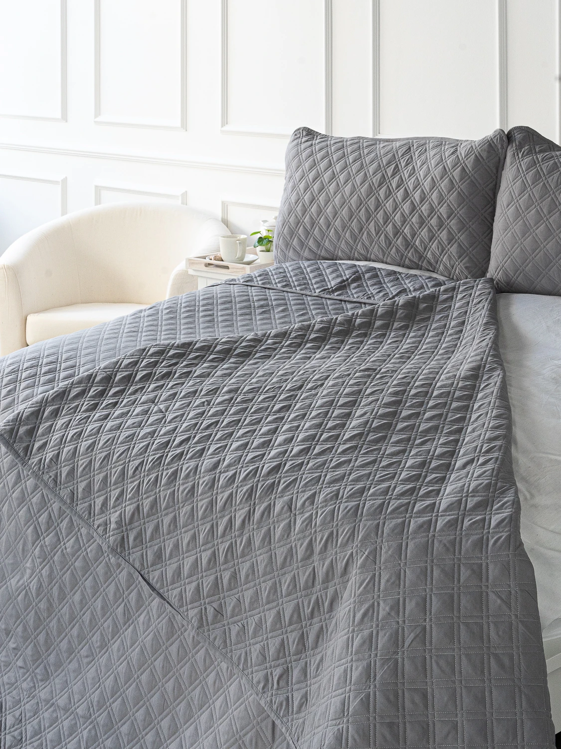 Set bedspread Florence Euro + 2 case for pillow 50*70 Gray item No. 20210102003 | Дом и сад