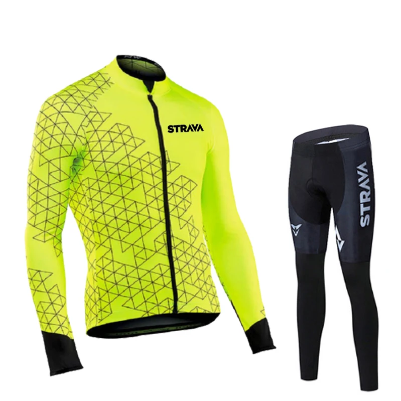 

Yellow STRAVA Mens Cycling Long Sleeve Suit Cycling Jersey Mtb Cycling Clothing Bicycle Maillot Ropa Ciclismo Bike Clothes