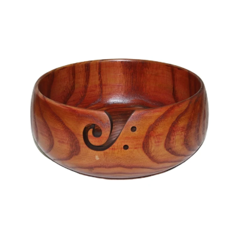 

F62A Eco-friendly Wooden Yarn Storage Bowl Knitted Crochet Wool Holder Needlework Sewing Supplies Organizer