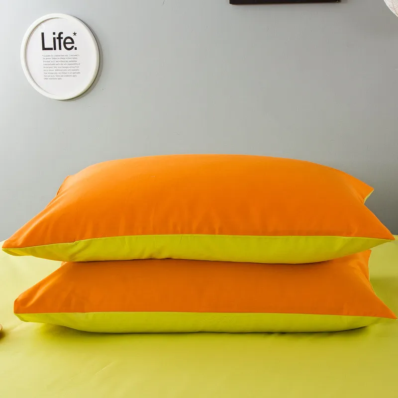 

Pillowcase100% cotton solid AB side color 48*74cm pillow cover sleep pillow case bedding cover brief style no pillow 2pcs/pair