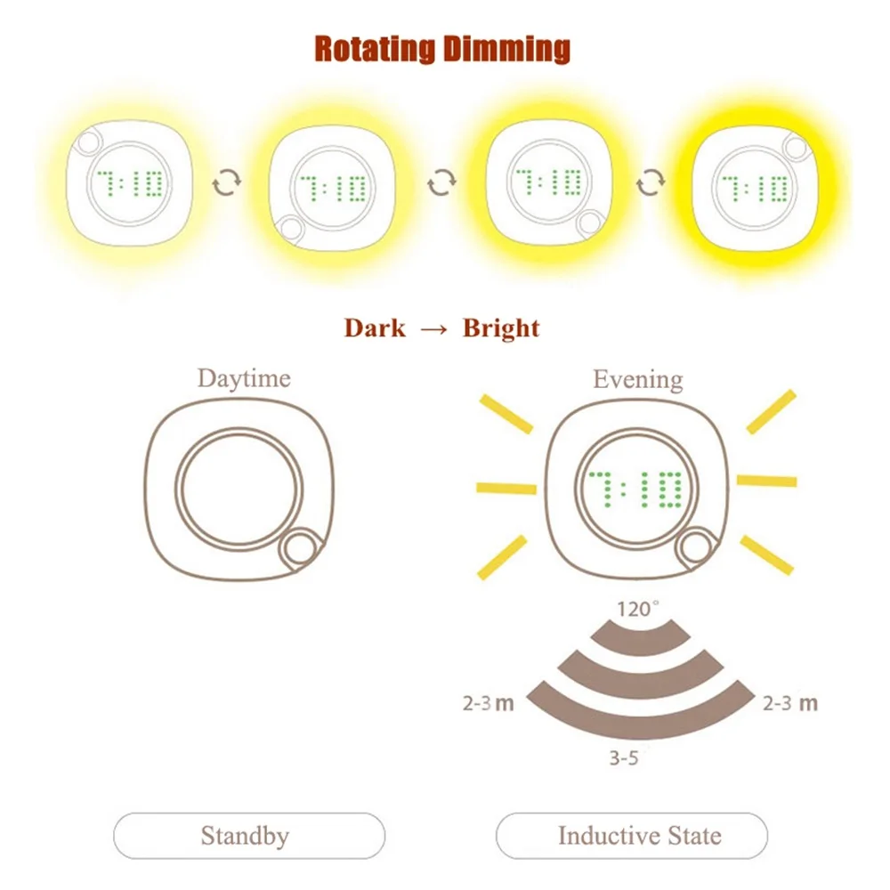 Часы с ночным светильник инфракрасный датчик человеческого тела и датчиком для