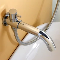 bathroom extra long faucet inwall mounted spout filler bathtub shower mixer tub spout with 1 5m hose chrome