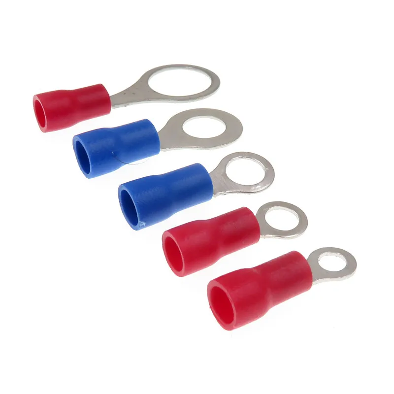 

250 шт./лот 5 видов изолированных круглых концов клеммы типа O латунные изолированные лопатки обжимные соединители для кабеля