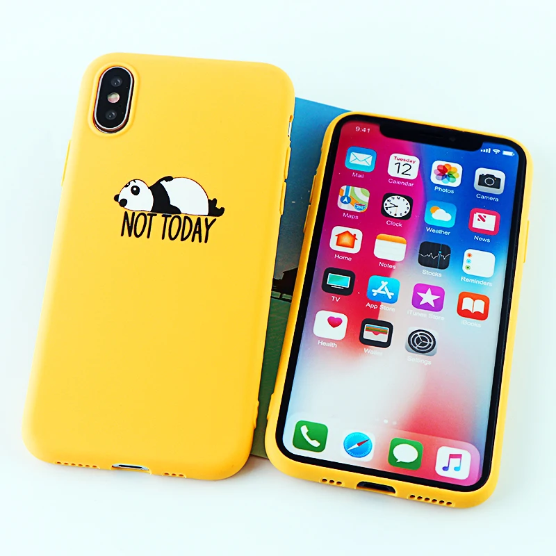 8631-yellow Забавные чехлы для телефонов с пандой для iPhone X XS MAX XR 8 7 6 s Plus, мягкие силиконовые облегающие накладки на заднюю панель - Цвет: 8631-yellow