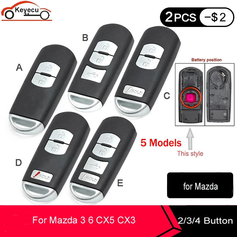 KEYECU для Mazda 3 6 CX-3 CX-5 Замена 2/ 3/ 2 + 1/ 4 кнопки смарт-пульт дистанционного управления