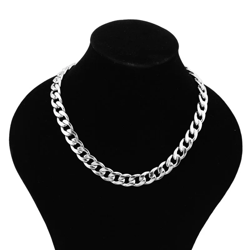 

11.7mm Width Stainless Steel Necklace Cuba Chain Link Choker Necklaces For Women Men Accessories Long Collar Neck Jewelry 2021