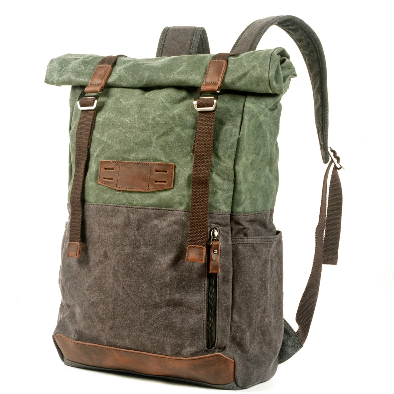 للبيع Fashion Wax Canvas Contrast Color Backpack Outdoor Hiking Backpack Personalized Student School Bag Extended Capacity Backpack