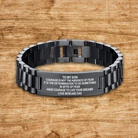 dad and mom to our give my son a birthday graduation high stainless steel carved id bracelet meaningful gift