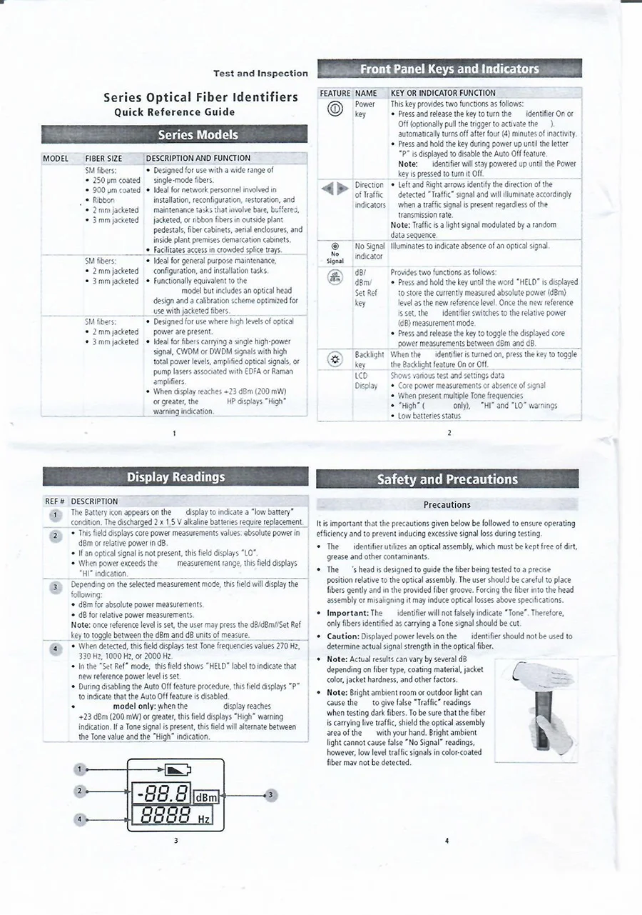 Optic Fiber Identifier VFL Live Fiber Optical Identifier 750nm-1700nm SM and MM fiber cable FF-3306A
