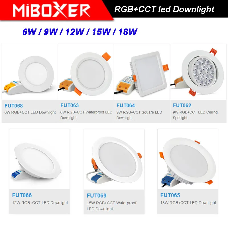 

Светодиодный потолочный прожектор MiBOXER 6 Вт/9 Вт/12 Вт/15 Вт/18 Вт RGB + CCT, 110В, 220 В, с регулируемой яркостью, FUT062/FUT063/FUT066/FUT068/FUT069