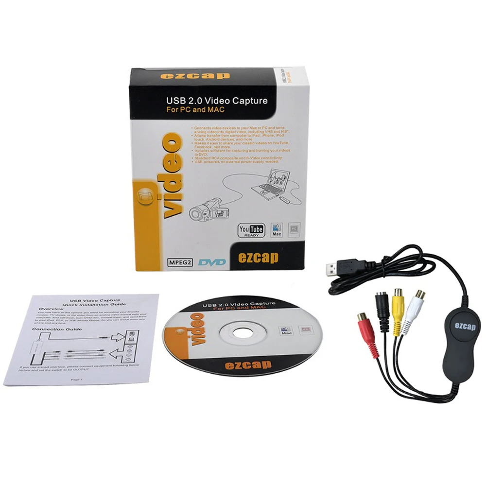 EzCAP159 захват видео WinMac USB2.0 видеозахвата конвертирует старый VHS в цифровой формат