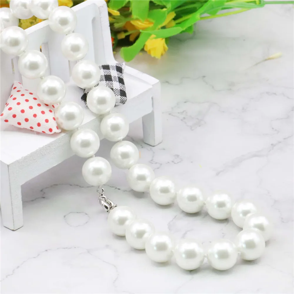 Новые Натуральные украшения очаровательные бусины 14 мм с белым морским жемчугом