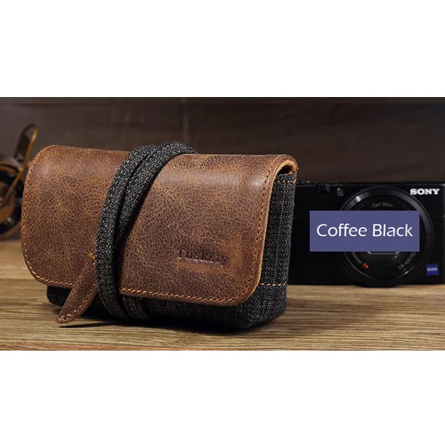 Coffee Black Roadfisher натуральная кожа Брезентовая сумка для камеры вставка чехол для хранения чехол ремень для Canon G7X RX100 M2 M3 M4 M5 Nikon sony Leica Fuji - Цвет: Coffee Black