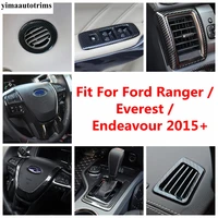 carbon fiber accessories for ford ranger everest endeavour 2015 2020 head lights lamp air steering wheel gear cover trim