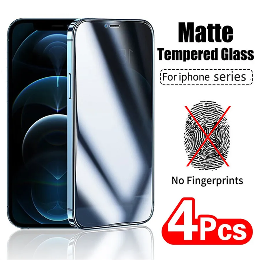

1-4Pcs Matte Tempered Glass for IPhone 13 11 Pro Max Mini Frosted Screen Protectors for IPhone 12 Pro XS Max 7 8 Plus X XR Glass