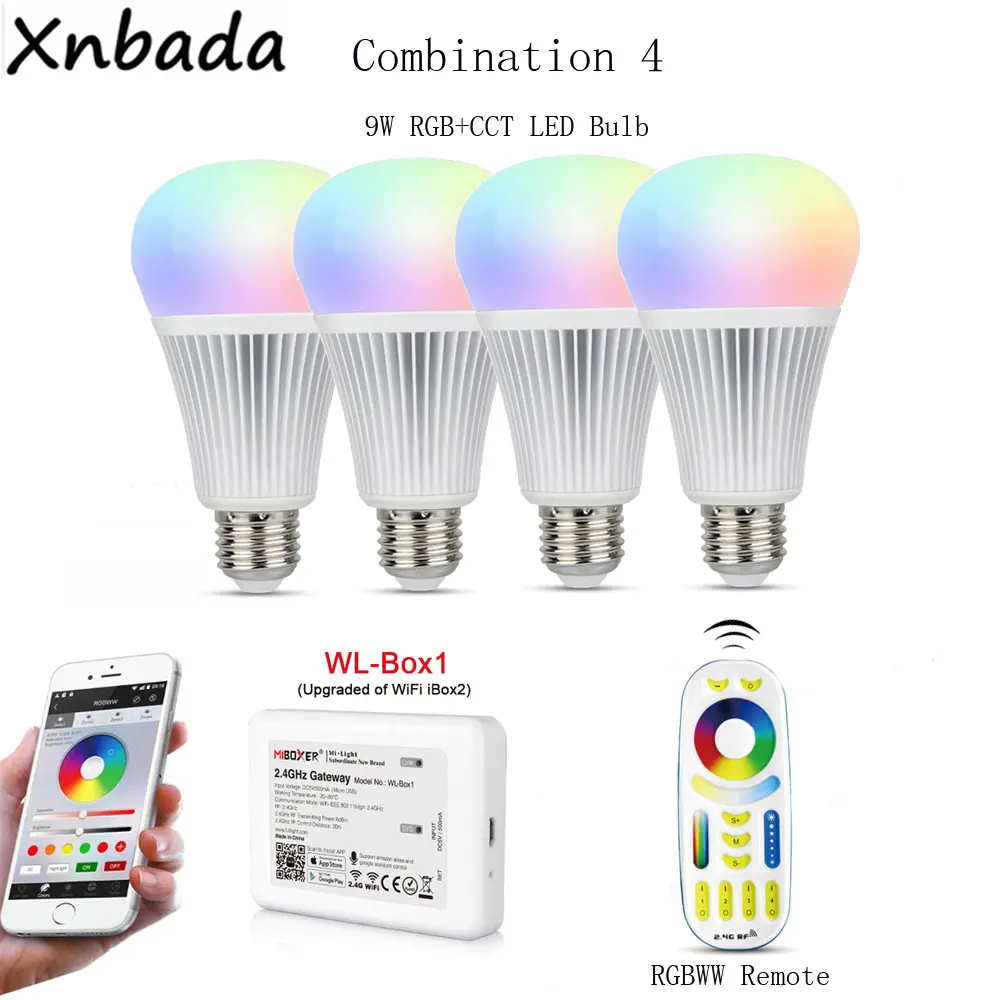 MiBoxer светодиодная грушевидная лампа с E27 9 Вт RGB + CCT 2 4 г RGBWW светодиодный контроллер
