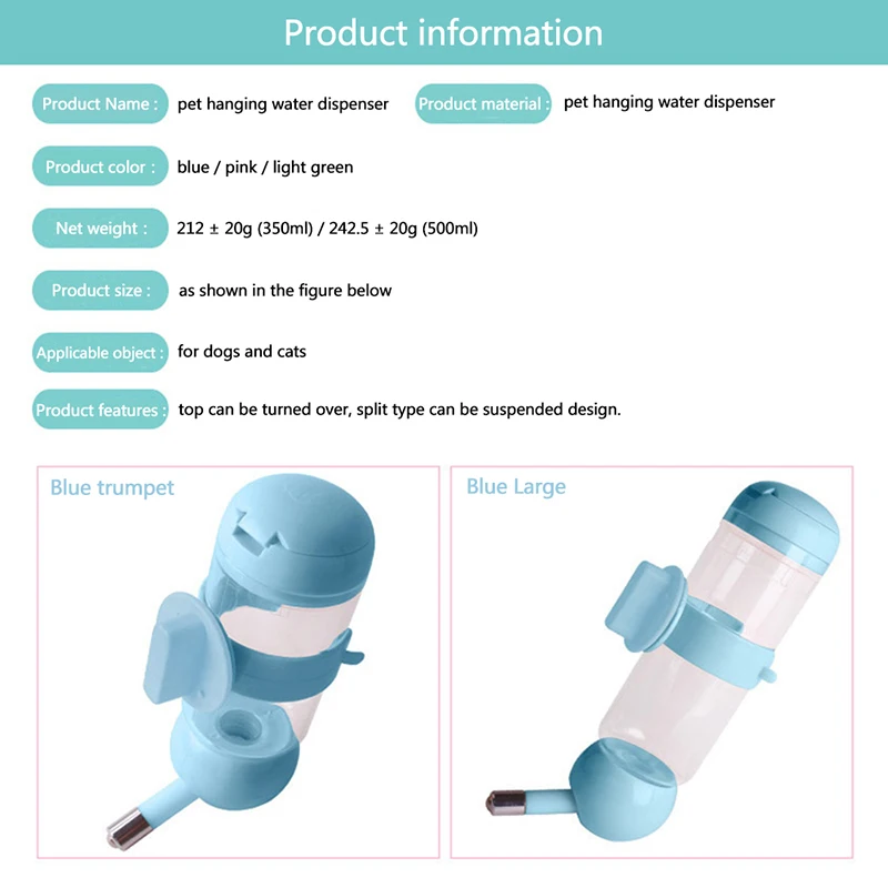 

Pet Dog Automatic Feeding Device Pet Dog Hanging Water Dispenser Pet Stainless Steel Water Bottle For Puppy Dog 1Pcs Pet Product