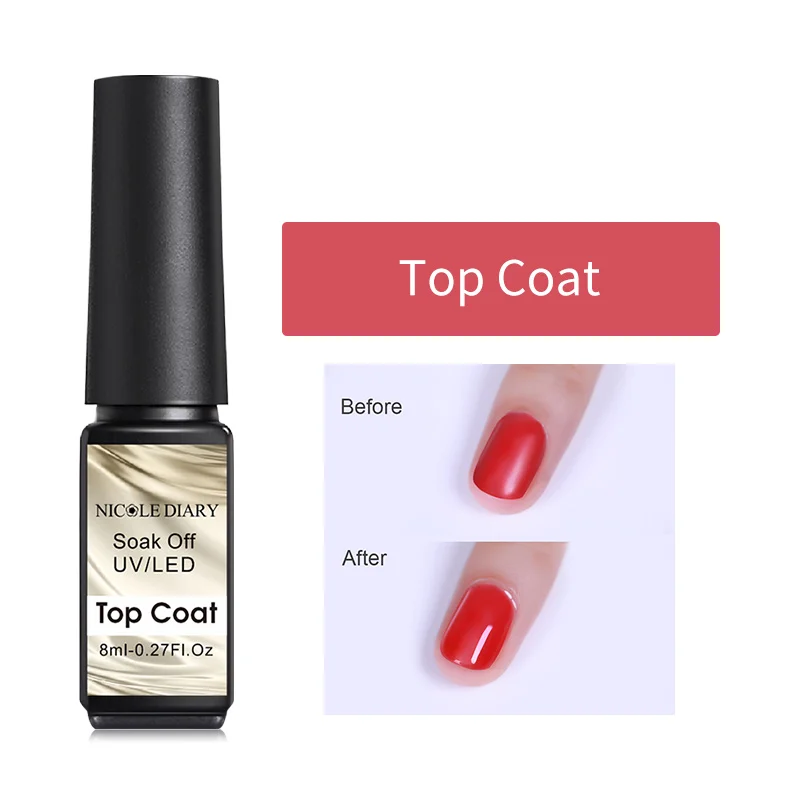 Top Coat NICOLE DIARY 8 мл голографический кошачий глаз гель Магнитный УФ-гель для ногтей лак магнит УФ светодиодный гель-лампа маникюрный лак Искусство DIY - Цвет: Top Coat