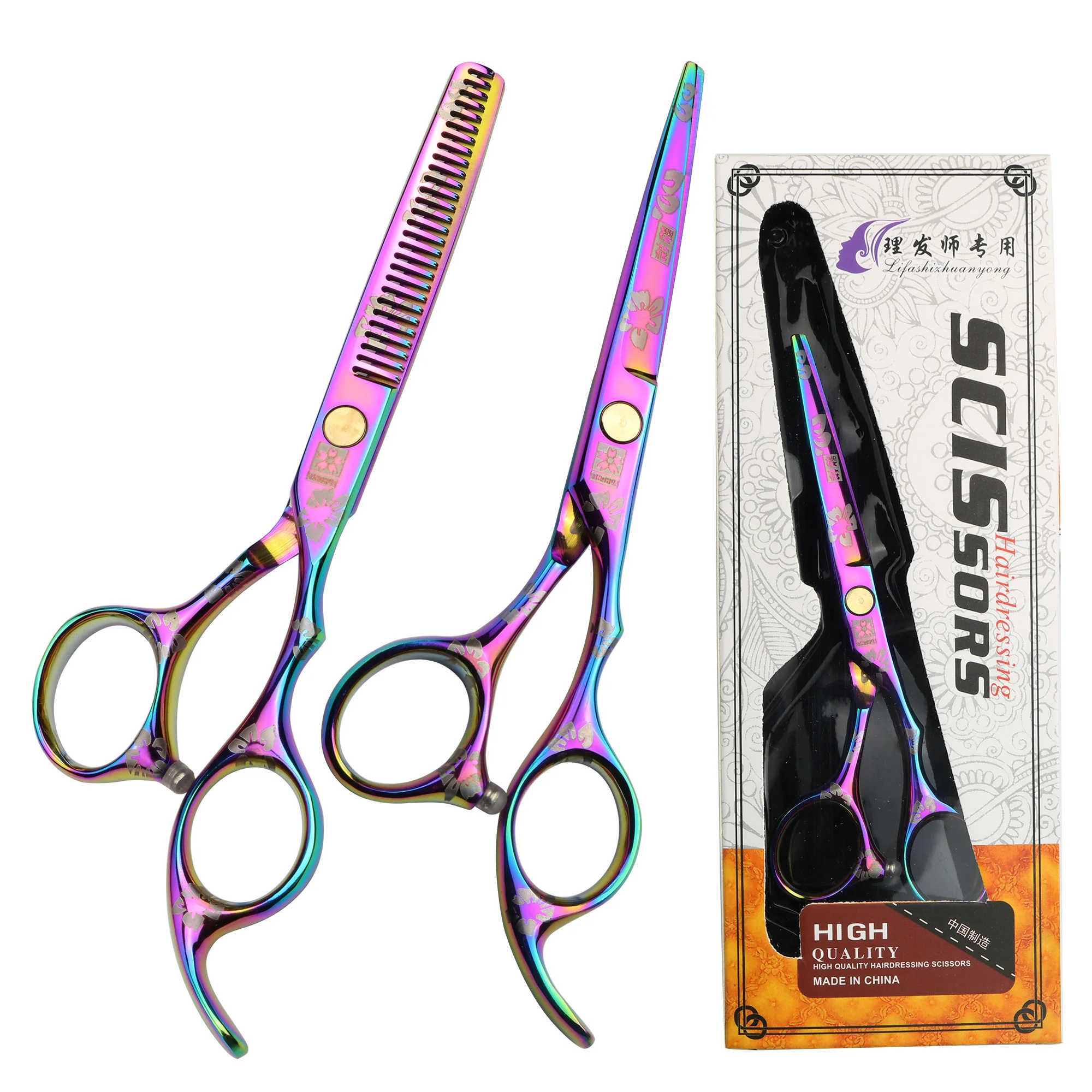 5.5 Inch Sakura Japanese Barber Cutting Scissors and Thinning Scissors Set High-end Hair Scissors Hair Salon Styling Tools