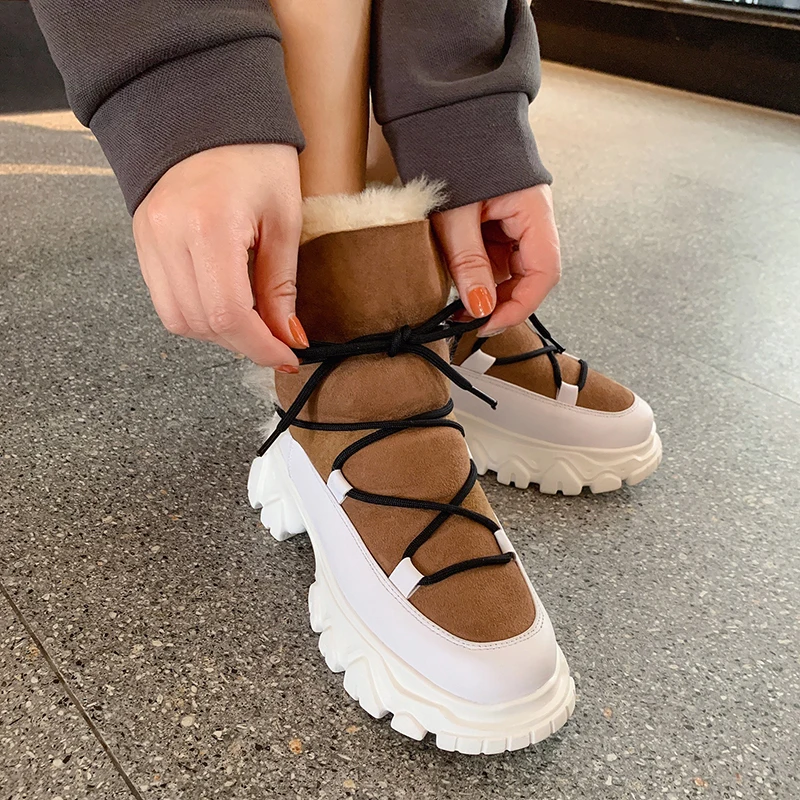 Bottes Femmes Chaussures femme Новая зимняя обувь женские зимние ботинки из натуральной кожи