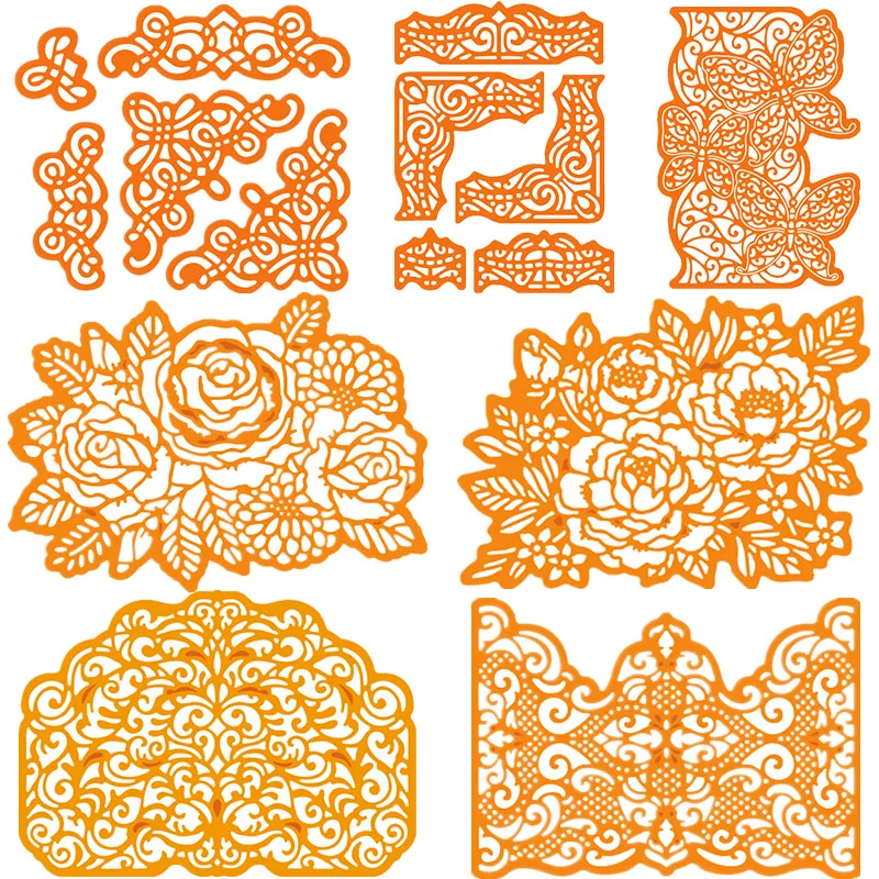 Ретро цветочные кружева углы формы края металла резки трафарет для скрапбукинга