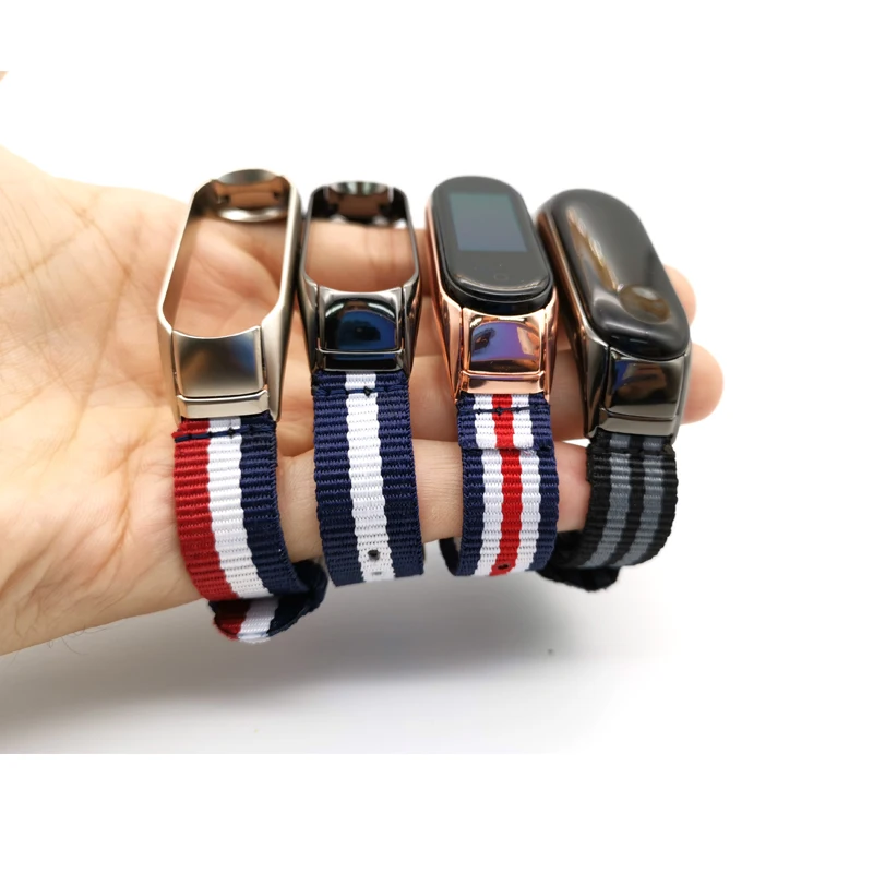 Классический нейлоновый ремешок для Xiaomi Miband 4 3 спортивный браслет Холщовый Mi Band