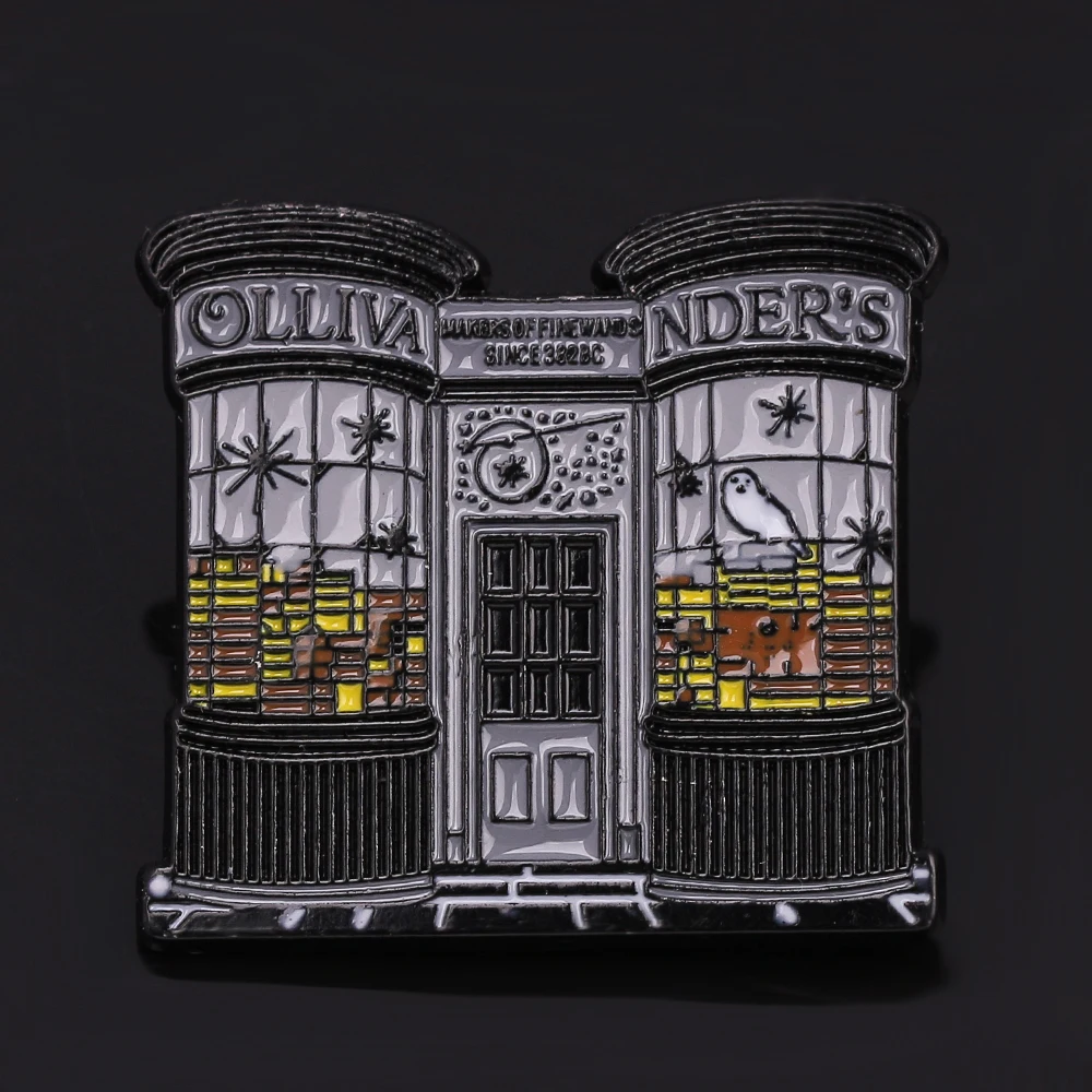 Ollivanders палочка магазин эмалированная булавка винтажный дом форма Хогвартс значок брошь трендовый рюкзак одежда аксессуары для мужчин и женщин