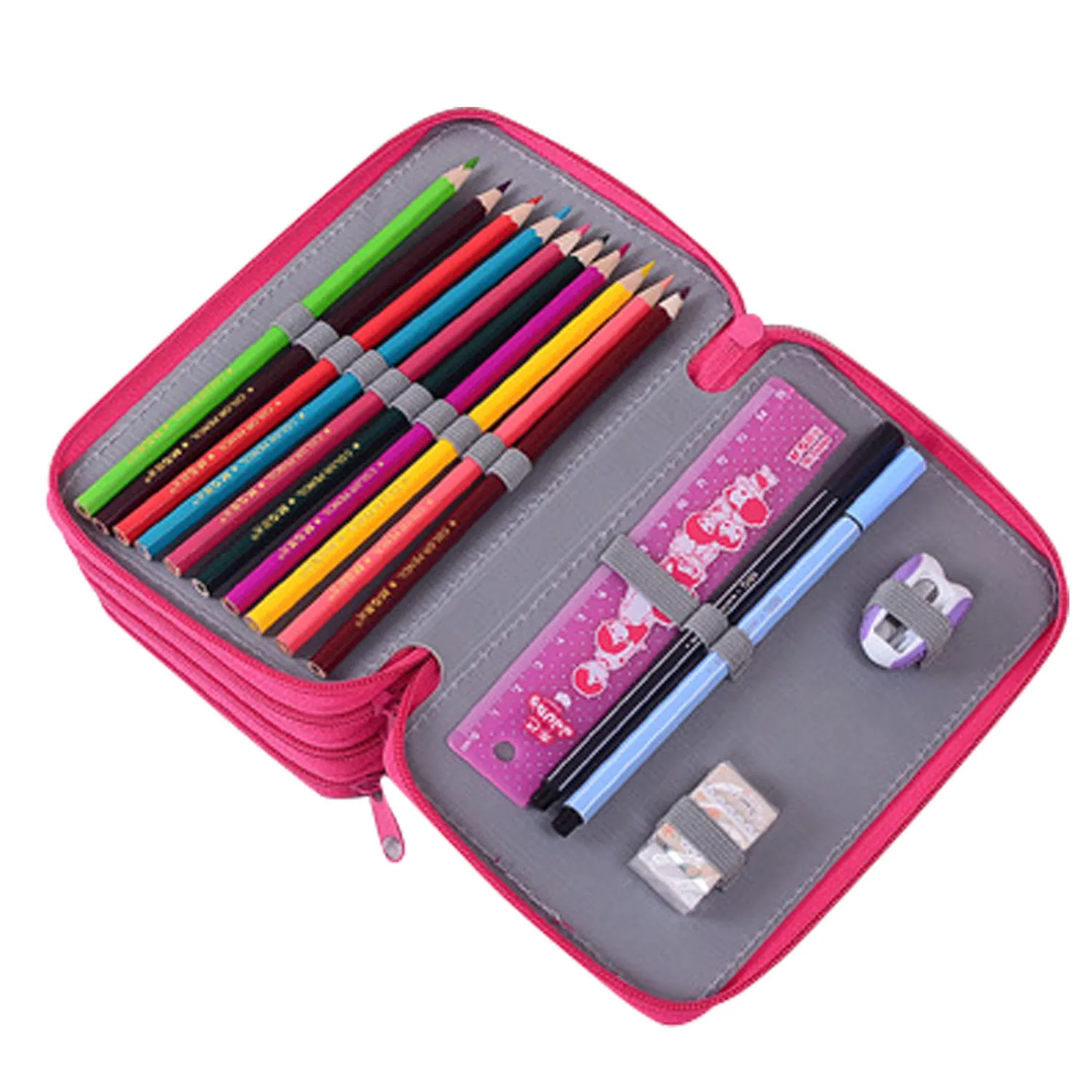 55 Slots Multi-Layers Pencil Pouch Holder Case Organizer Stationery Box Pockets Bag with Zipper for School Office Supplies | Канцтовары