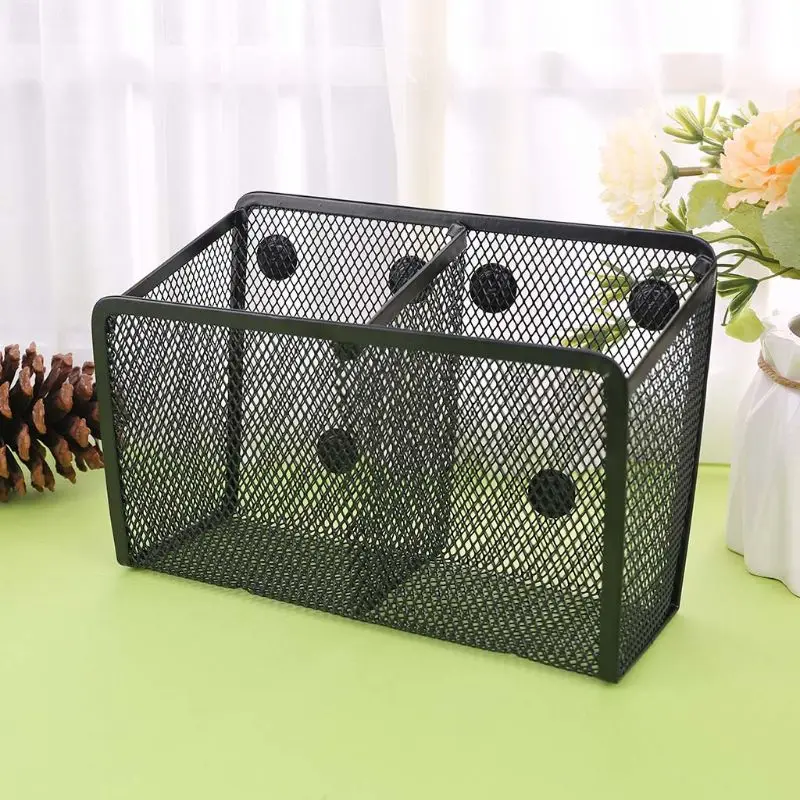 

Metal Wire Mesh Magnetic Basket Storage Box Blackboard Chalk Pen Pencil Makeup