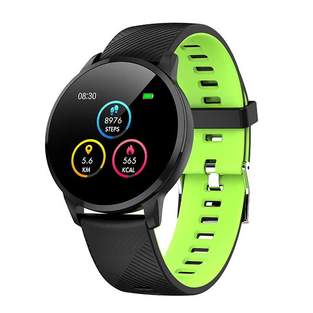 Silicone-Black green Умные спортивные часы Bluetooth Шагомер фитнес измерение артериального давления сердечного ритма часы мужские умные часы для женщин водонепроницаемые - Цвет: Silicone-Black green