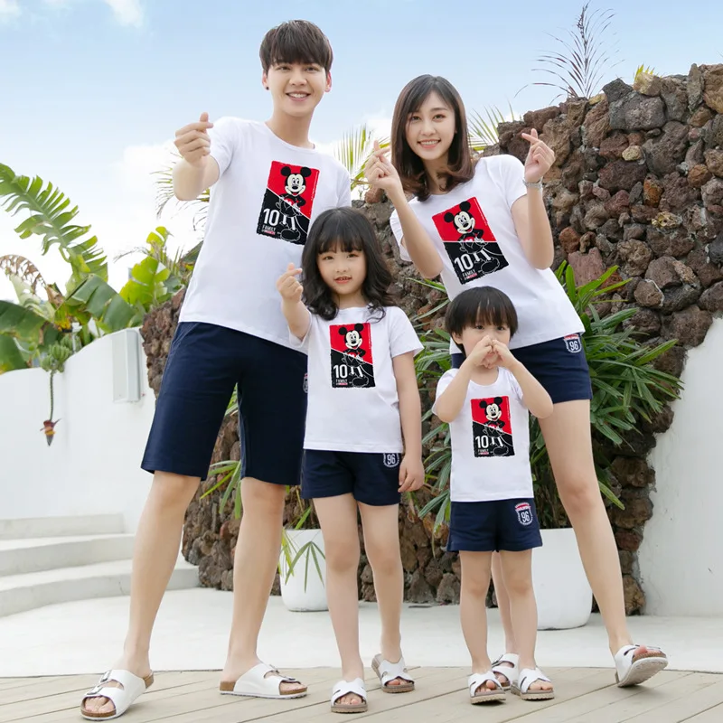 Father Mom Baby Boy Girl clothes 2020 Summer Striped T-shirt Outfits Mother And Daughter Dresses Family Matching | Мать и ребенок