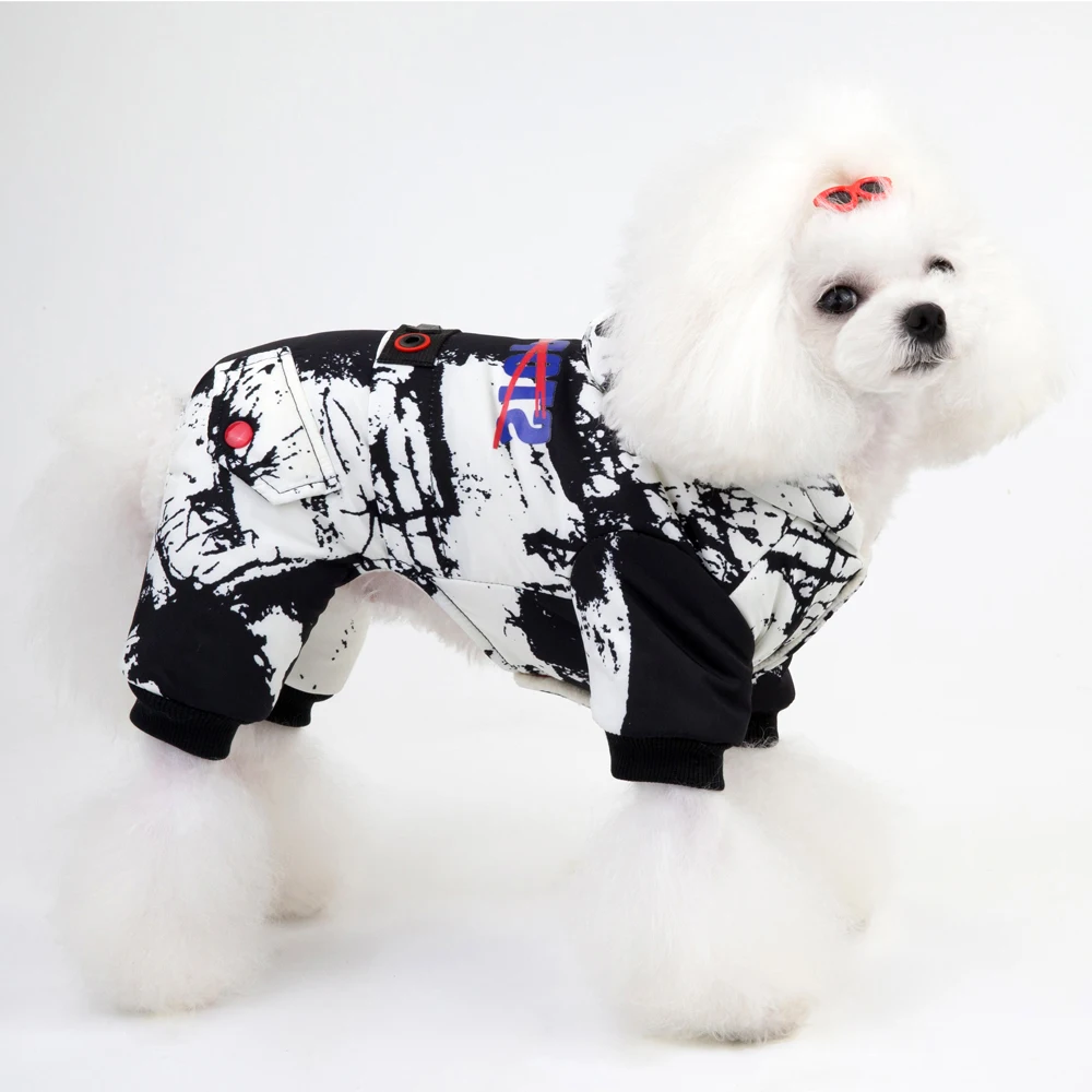 Black Camouflage Модные Комбинезон из водонепроницаемого материала для собак зимнее пальто для собаки, Одежда для животных одежда Йорки пуделя щенок Комбинезон для маленьких собак Куртки-парки - Цвет: Black Camouflage