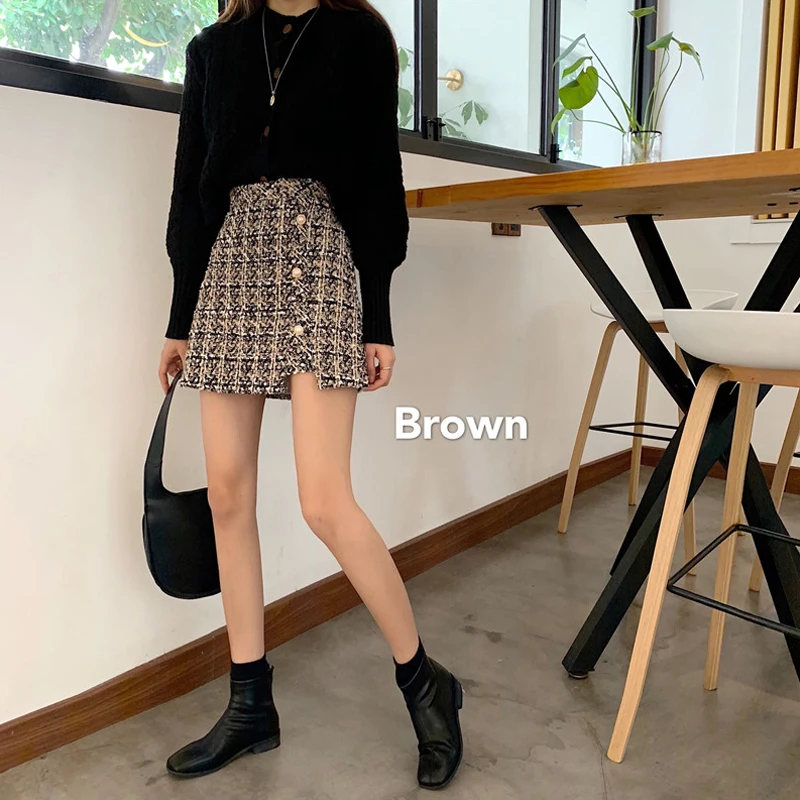 Зимняя шерстяная Женская юбка трапециевидной формы с высокой талией осень 2019